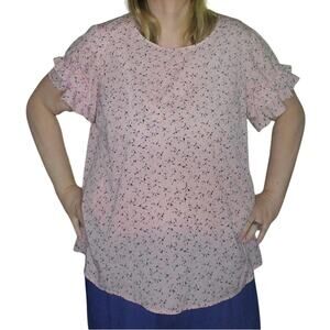 Lane Bryant/Madison Paige II Pair of Size 2X Office Work Blouses Sheer Pink Red